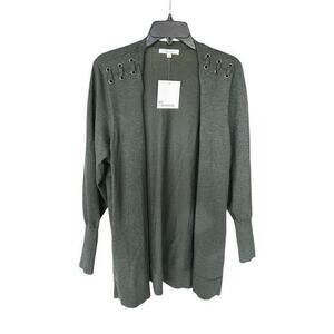 89th + Madison Hunter Green corset shoulders duster open front plus NWT Sz 1X